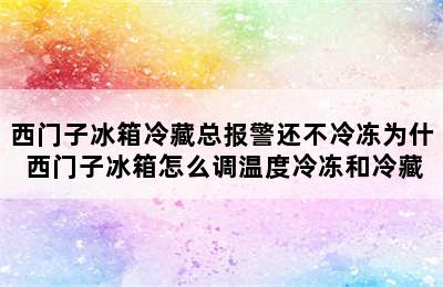 西门子冰箱冷藏总报警还不冷冻为什 西门子冰箱怎么调温度冷冻和冷藏